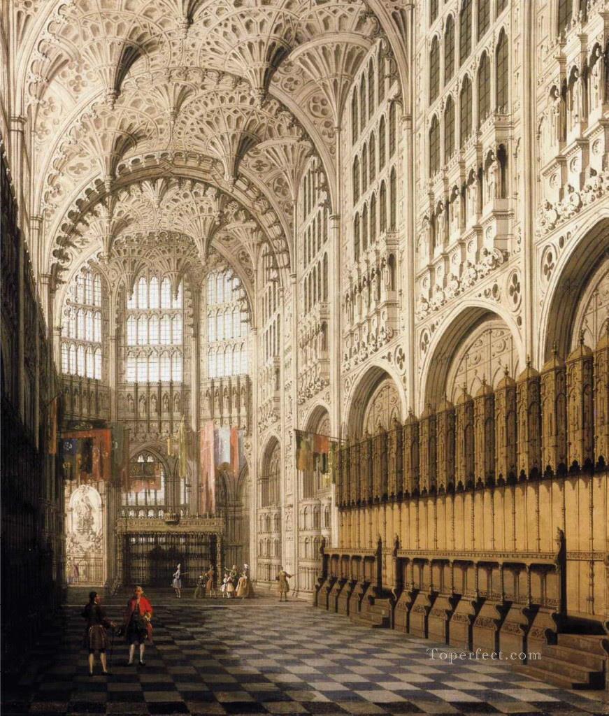 El interior de la capilla de Enrique VII en la Abadía de Westminster Canaletto. Pintura al óleo